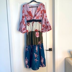 BRAND NEW Colorful Floral Long Sleeve Maxi Dress. Size S
